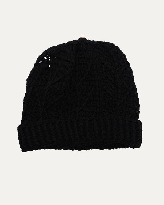 Crochet Cashmere Cross Patch Beanie