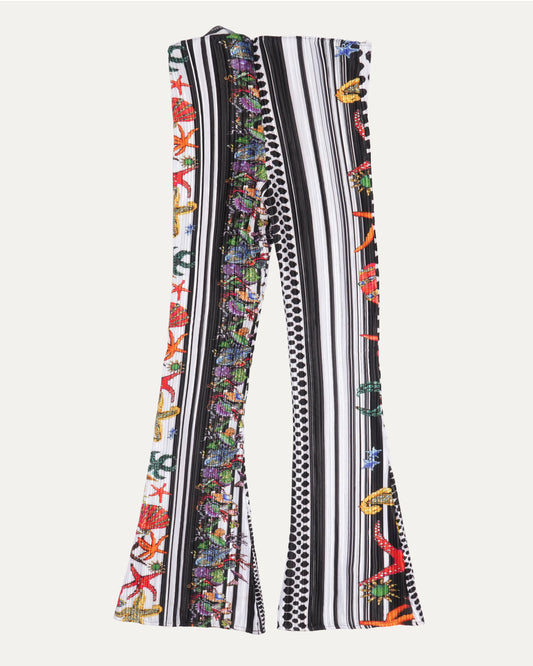 Pleated Sea Life Printed Pants