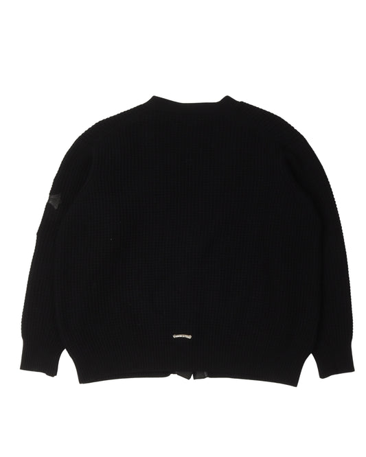 Cashmere Cross Patch "Hit & Run" Cardigan Sweater