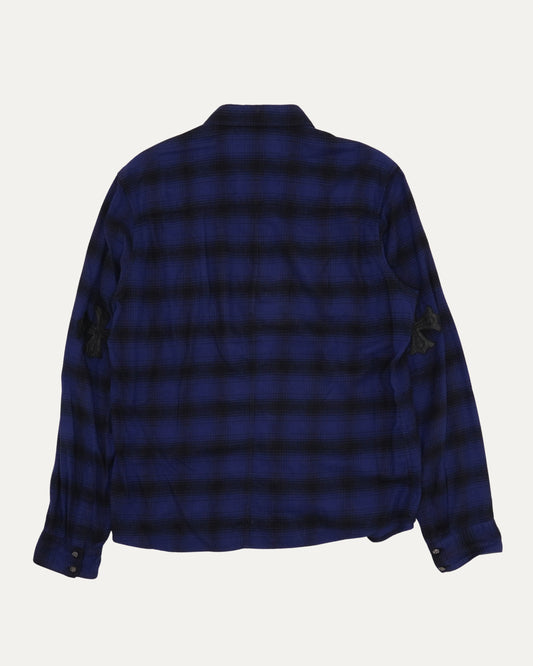 Plus Cross Patch Loose Ends Flannel Shirt