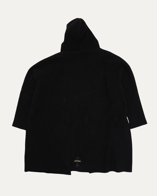 Pony Hair Cross Patch Hooded Cardigan