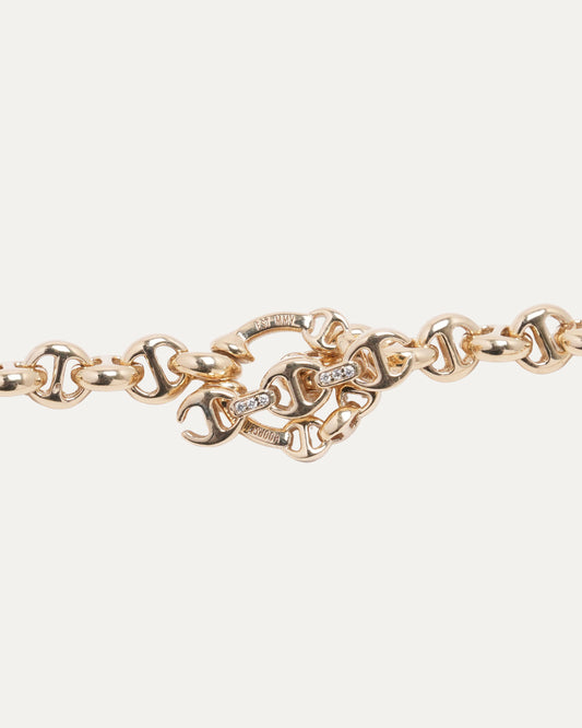 5MM 18k Yellow Gold Open-Link Necklace w/ Diamond Toggle