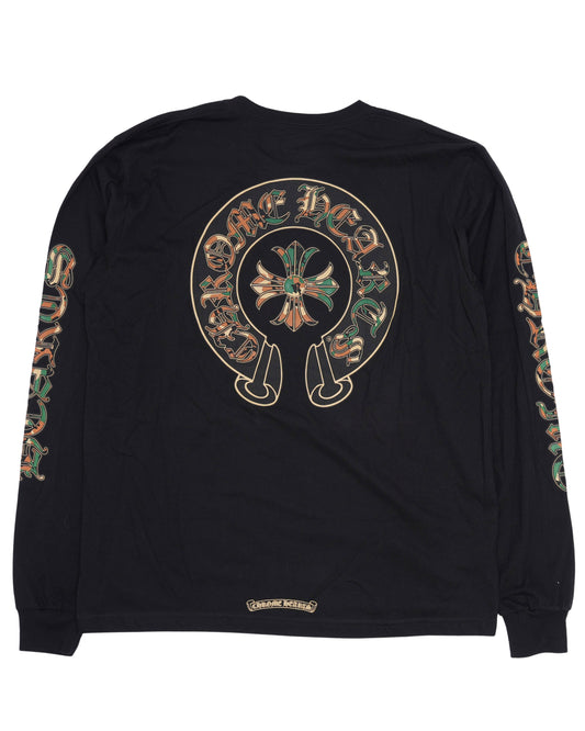 Camouflage Cemetery Cross Logo Long Sleeve T-Shirt
