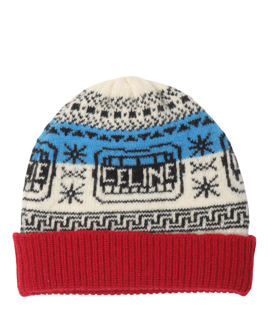 Pattern Print Wool Beanie