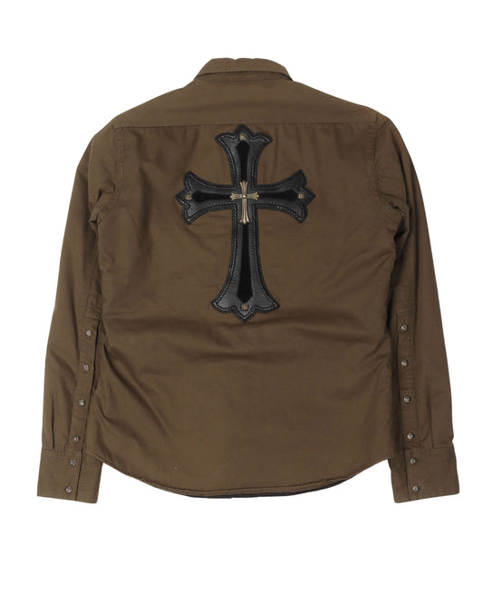 Silver Cross Embellished Work Shirt