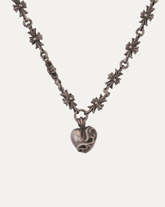 Tiny E Heart Pendant Necklace