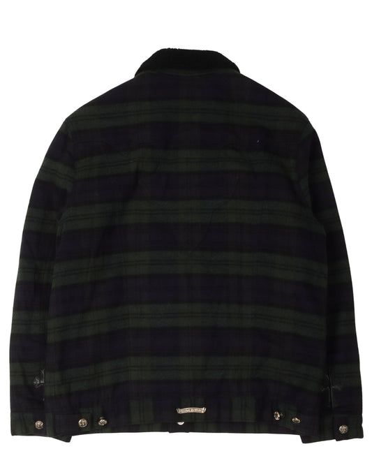 Padded Shearling Collar Flannel Jacket