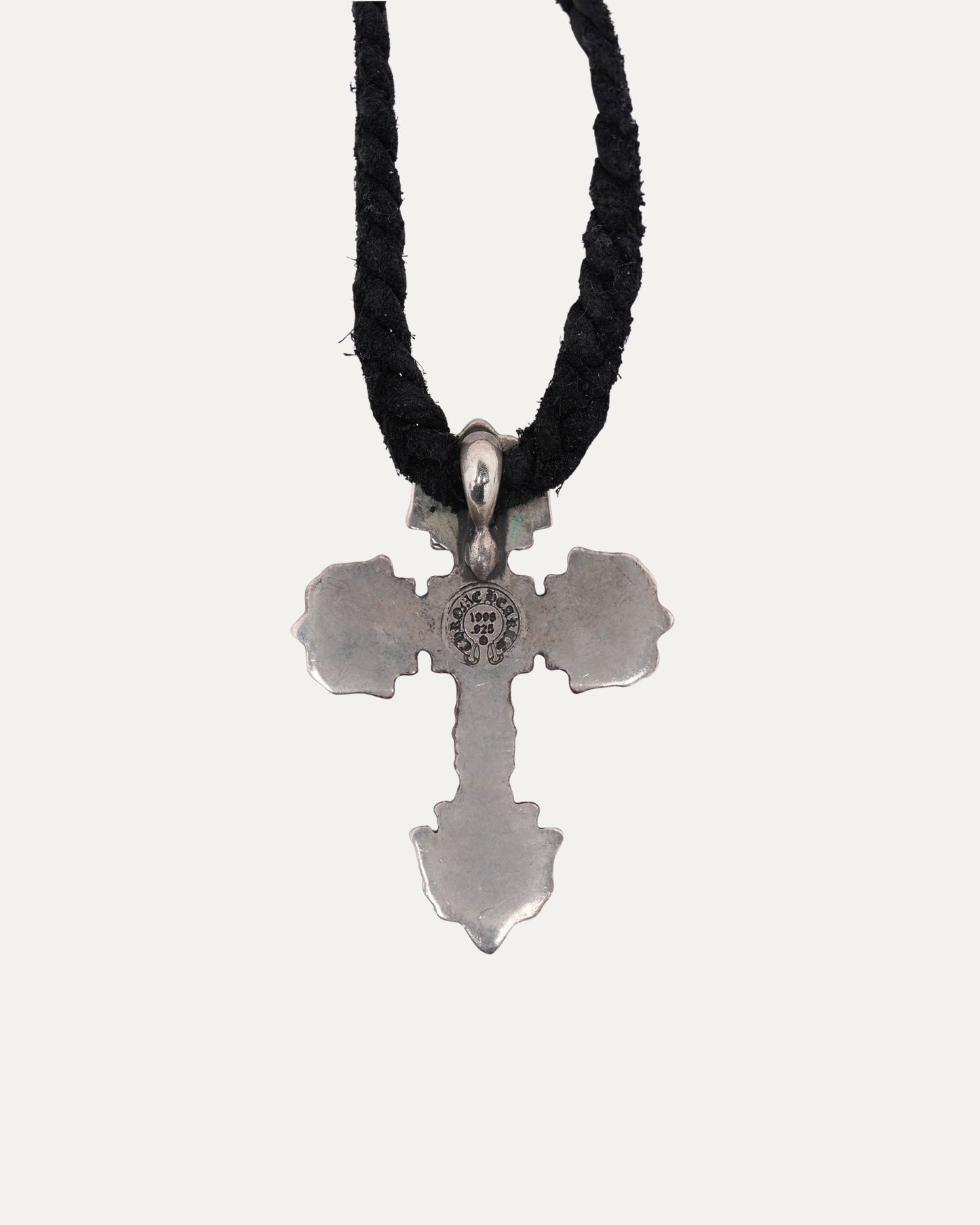 Filigree Cross Pendant with Braided Leather Necklace