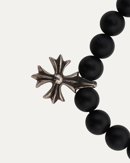 Plus Cross Black Diamond Bead Bracelet Matt Onyx Beads
