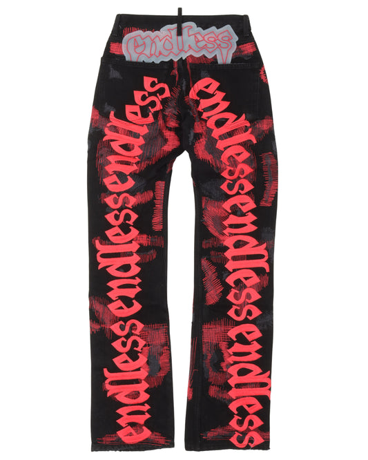 Distressed Embroidered Jeans