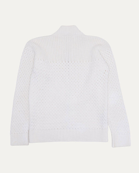 Linen Blend Zip Up Sweater