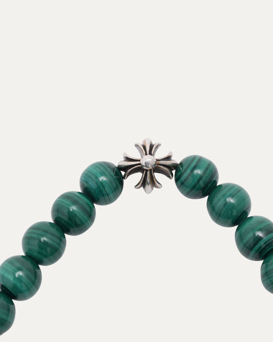 8mm Green Malachite Plus Cross Bead Bracelet