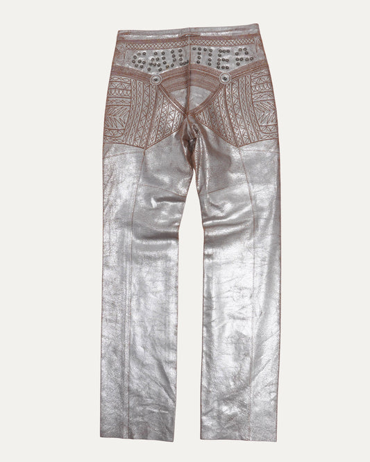 c 2000 Metallic "Gaultier" Leather Pants