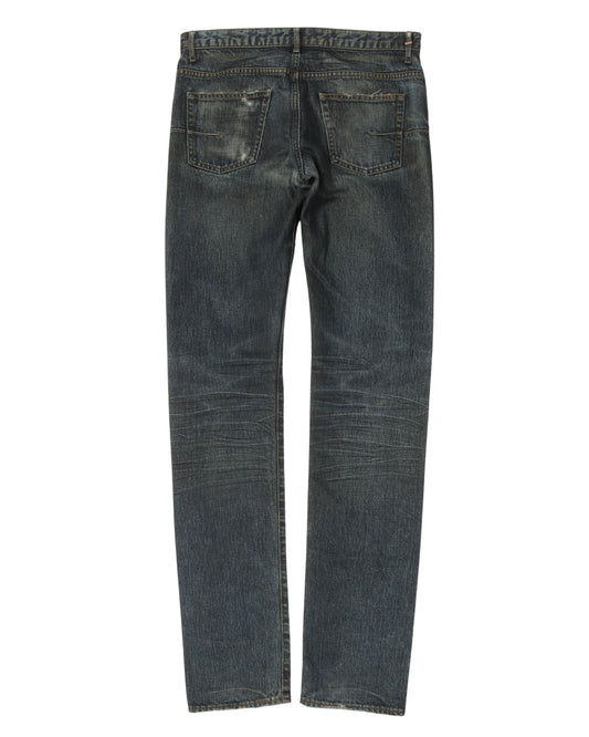SS04 Dark Wash Waxed Skinny Jeans