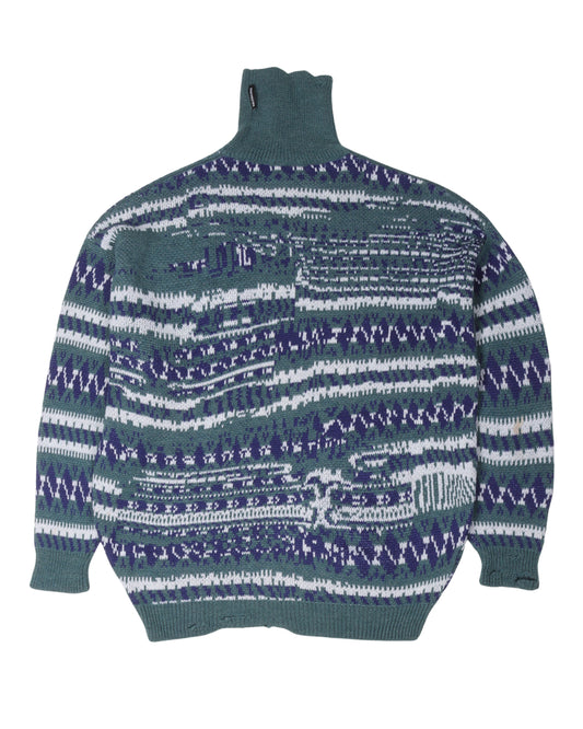 Patterned Wool Blend Turtleneck Sweater