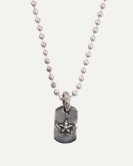 Mini Star Dog Tag Pendant on Ball Chain Necklace