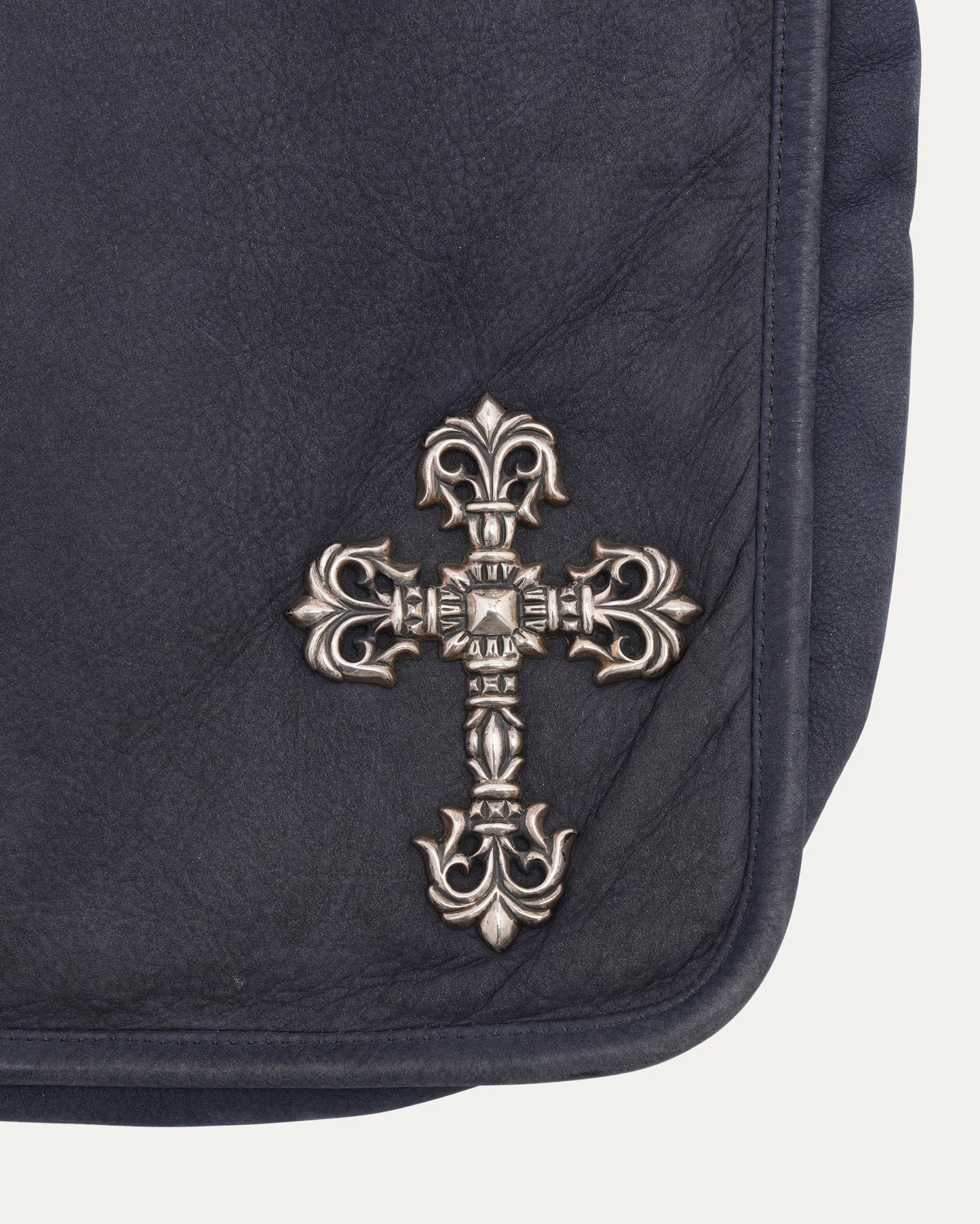 Filigree Cross Embellished Leather Messenger Bag