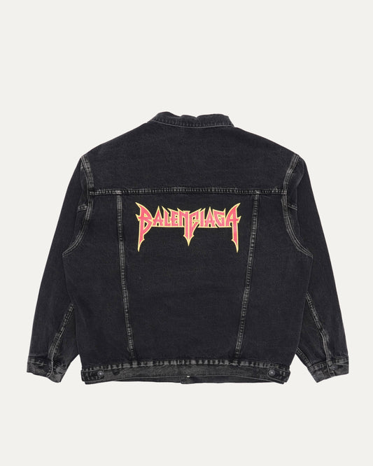 Oversized Metal Logo Denim Jacket