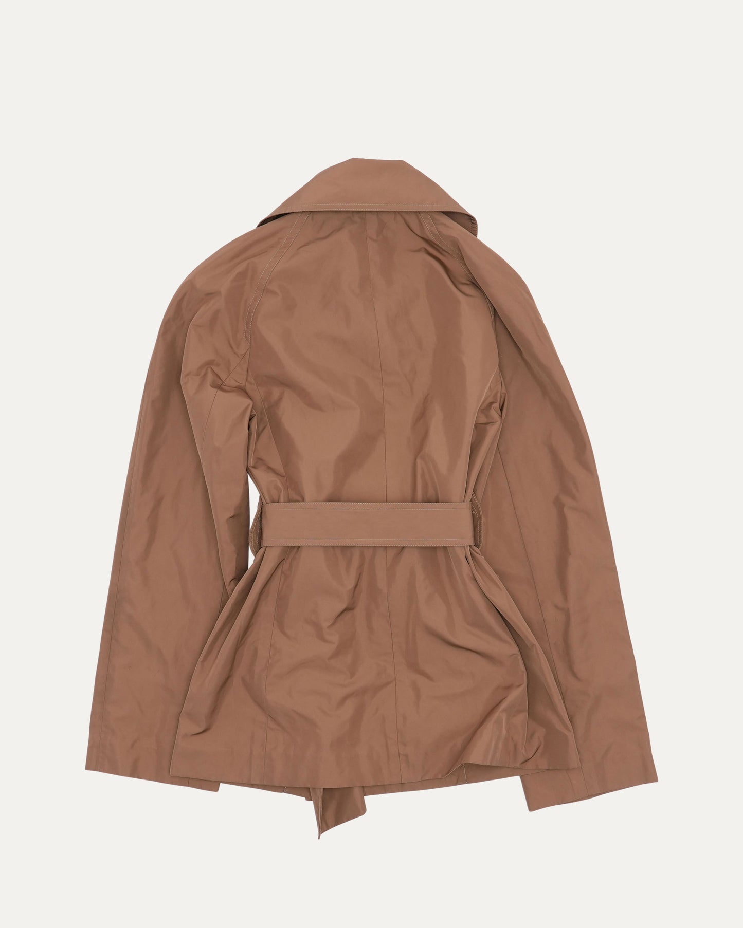 Rive Gauche Polyester Double Breasted Belted Trench Coat