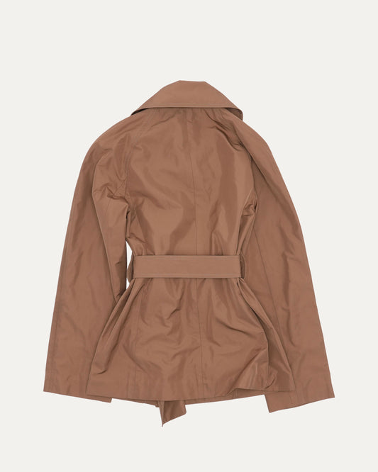 Rive Gauche Polyester Double Breasted Belted Trench Coat