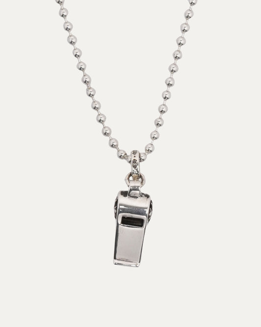 Tiny Plus Cross Whistle Pendant on Ball Chain Necklace