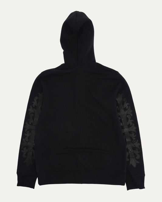 Floral Cross Patch Knit Zip Up Hoodie