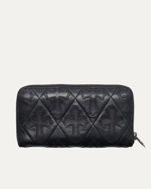 Quilted Cross Patch Full-Zip Wallet