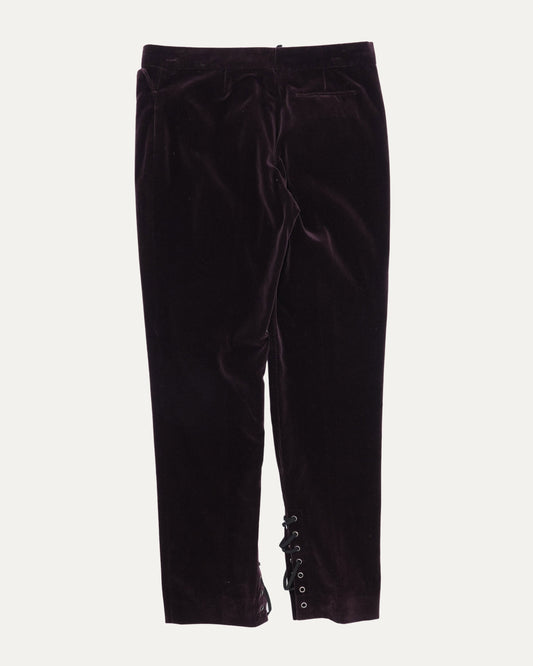 Velour Ankle Lace Up Pants
