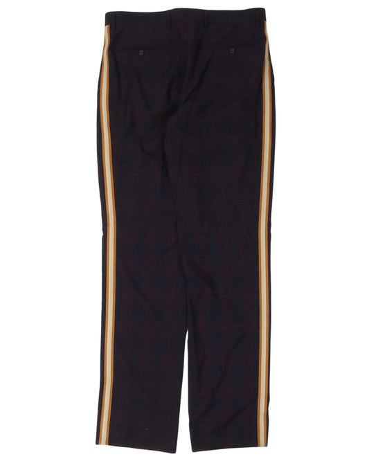 Plaid Pleated Side Stripe Pants