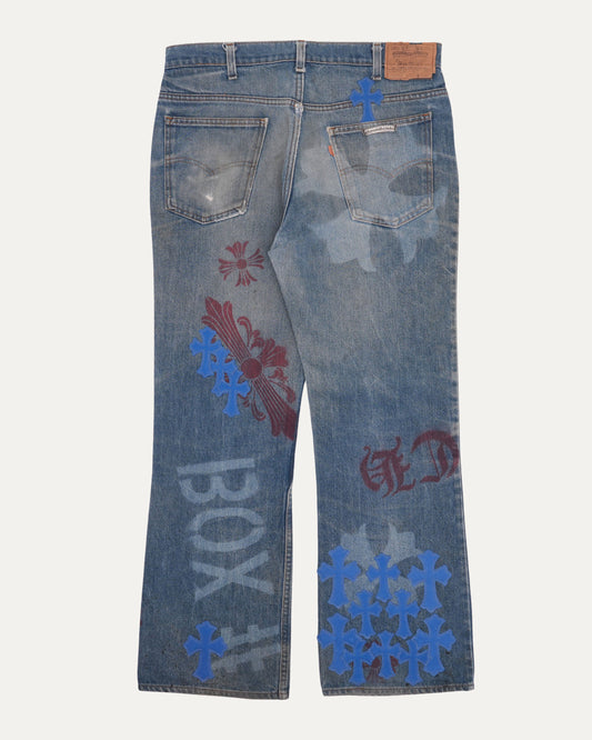 Levi's 517 Orange Tab Cross Patch Stencil Jeans