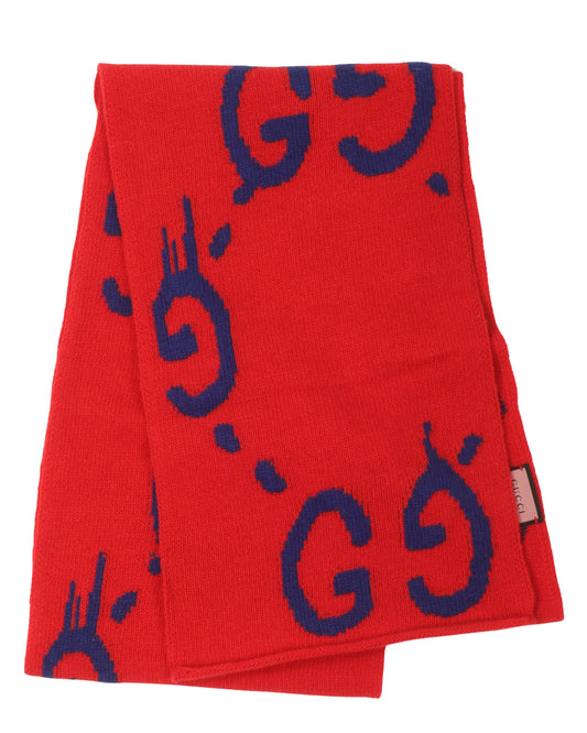 Ghost Large GG Pattern Wool Scarf