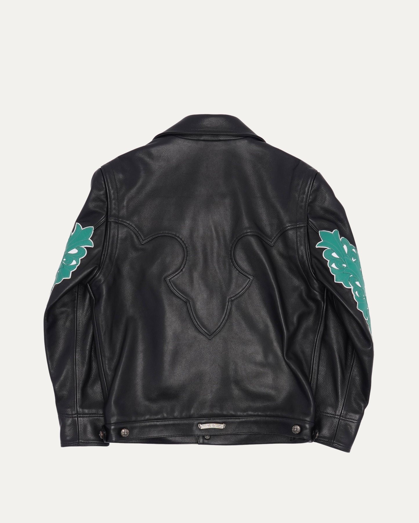 Floral Cross Patch Western Leather Jacket