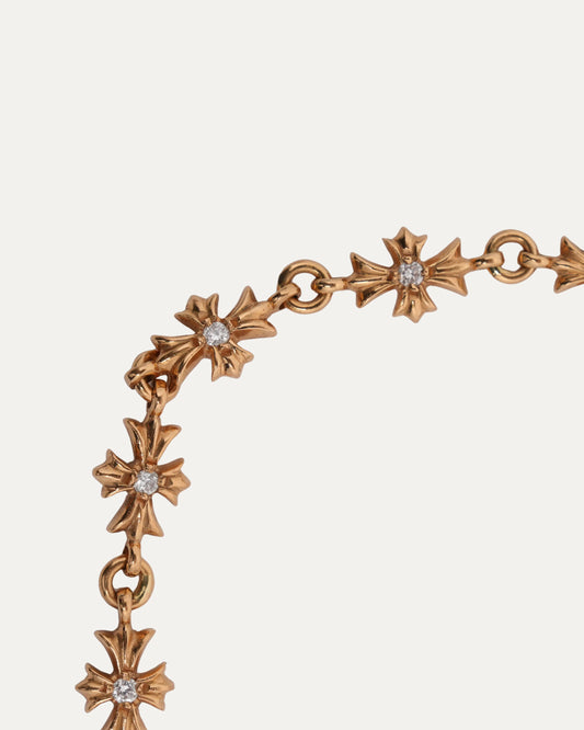 Gold Diamond Tiny E Bracelet