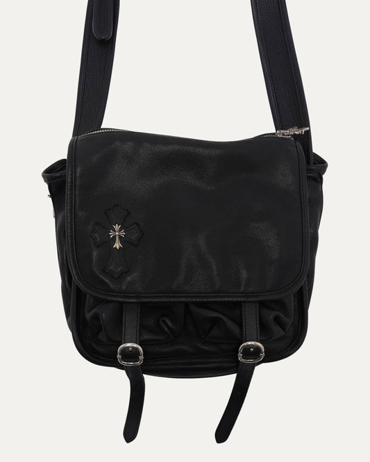 Silver Embellished Cross Patch Messenger Bag