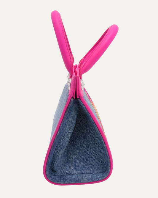 Denim Cross Patch Drew Mini Bag