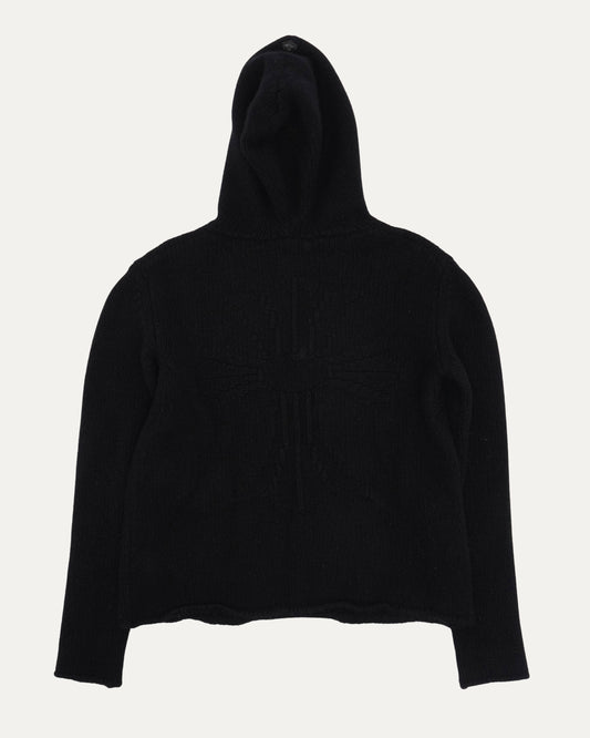 Cross Patch Cashmere Hooded Sweater