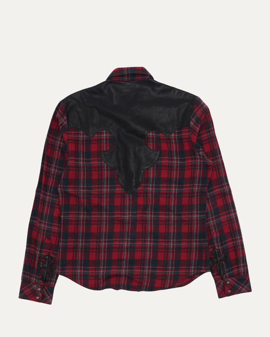 Leather Accent Flannel Shirt