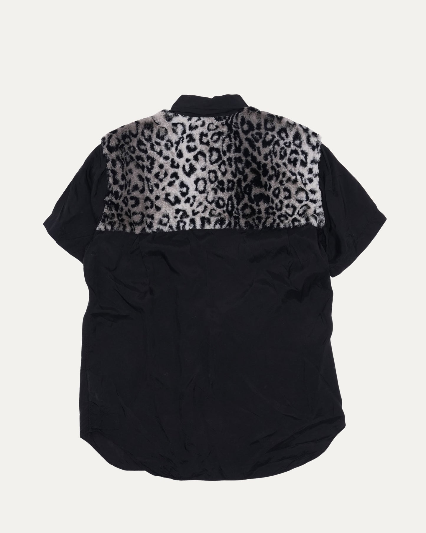 BLACK Faux Fur Trim Shirt