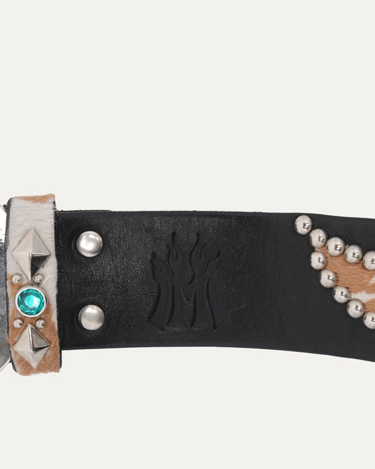 Studded Cow Hair Inlay Belt