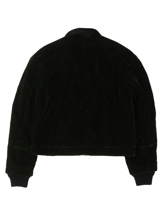 Reversible Green & Black Velour Bomber Jacket