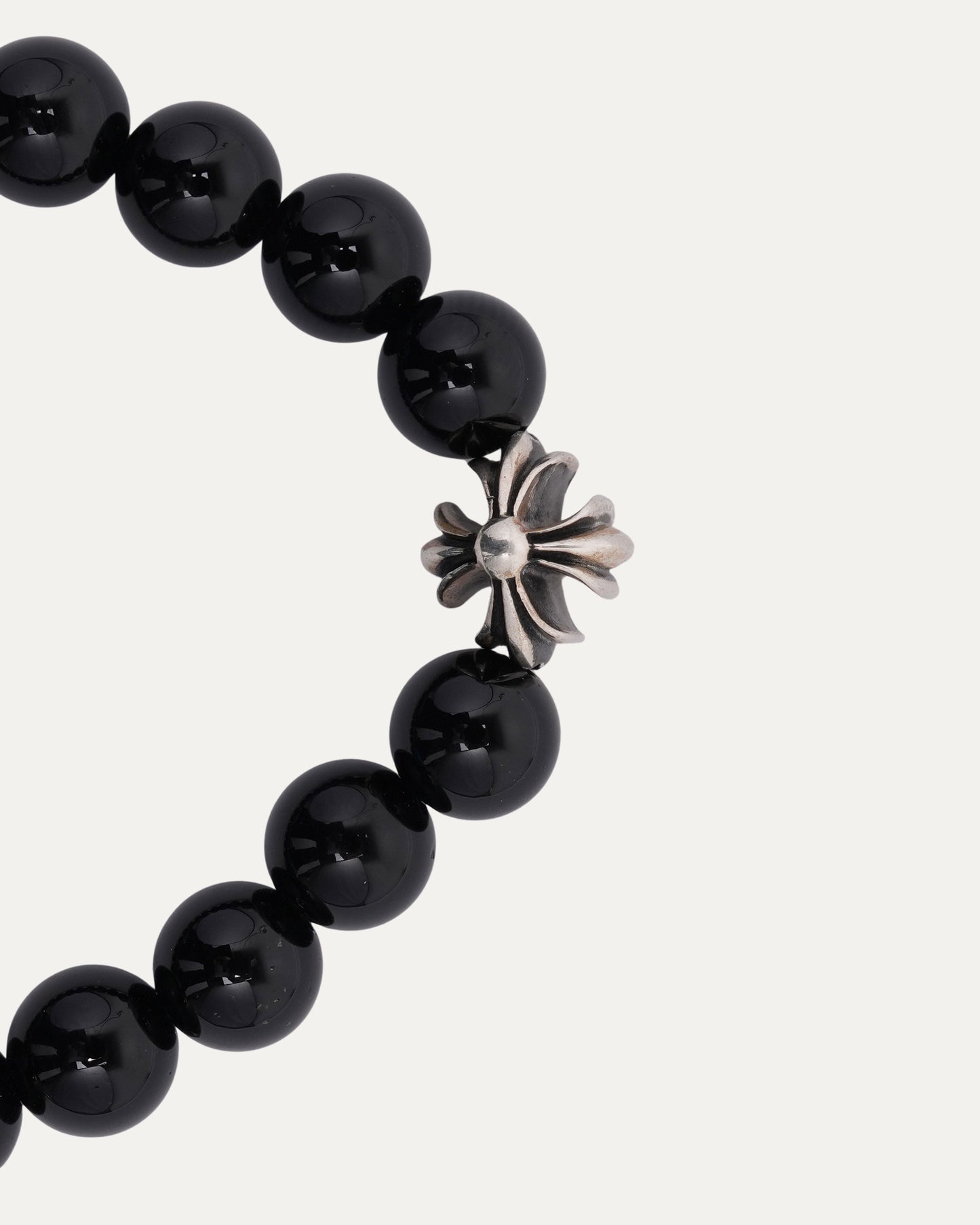 8mm Black Onyx/Tourmaline Plus Cross Bead Bracelet