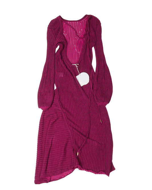 Backless Ribbed Knit Midi Dress