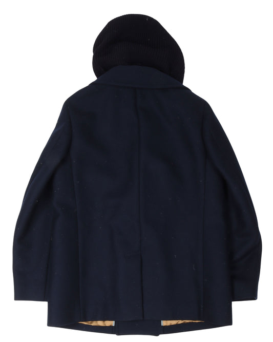 Wool Double Breasted Jacket with Detachable Hood