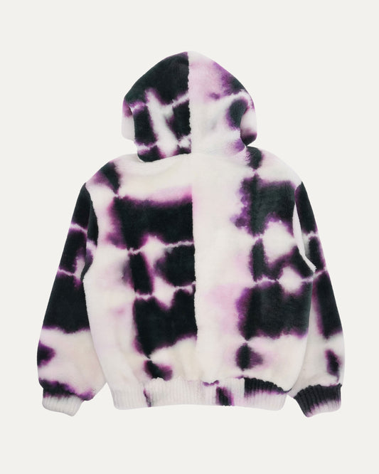 Tie Dye Shearling Hooded Jacket