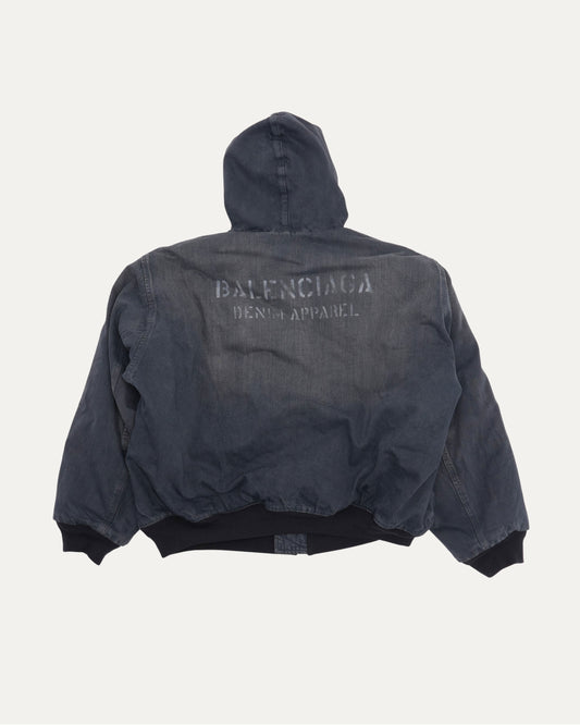 Oversized Hooded Denim Bomber Jacket