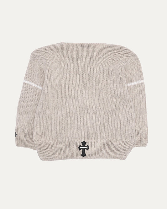 Cross Patch Oversized Cashmere Striped Sweater