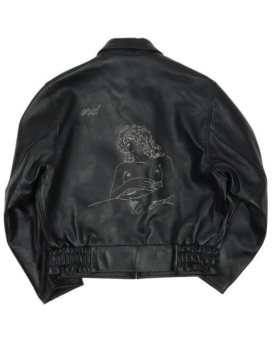 Embroidered Leather Jacket