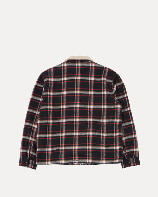 Flannel Shearling Collar Zip Up Jacket