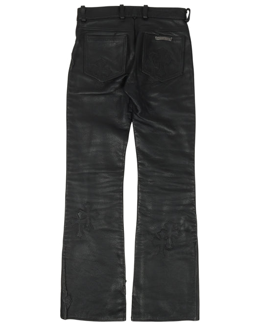 Multi-Cross Leather Fleur Knee Pants