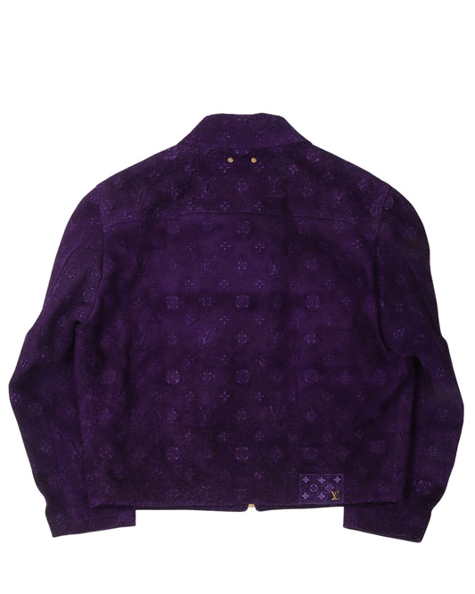 Suede Leather Embossed Monogram Jacket